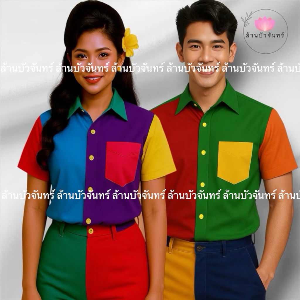 เสื้อแฟนซี แหยมยโสธร เสื้อเชิ้ตแขนสั้นย้อนยุคสไตล์มนต์รักลูกทุ่ง