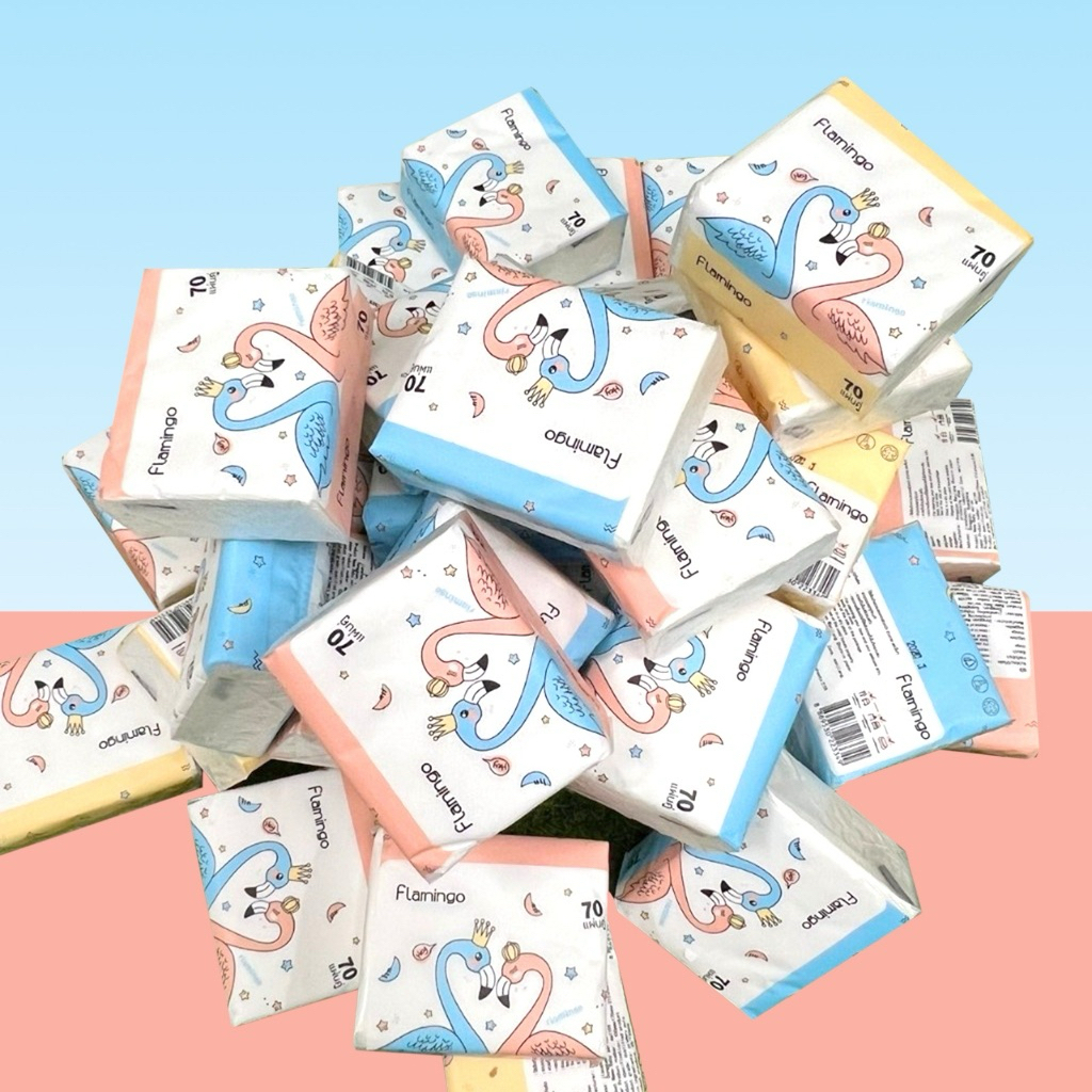 กดติดตามรับแพคละ1บาท1แพค ทิชชูฟลามิงโก้ 210 แผ่น1ห่อเล็ก พกพาสะดวกแผ่นหนาใยไม้บริสุทธิ์