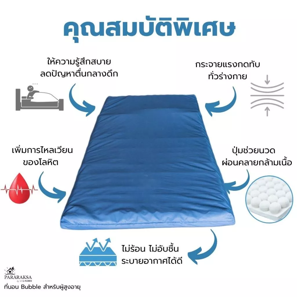 ที่นอนปุ่มยางพารา 3 ฟุต ParaRaksa สำหรับผู้ป่วยและผู้สูงอายุ thumbnail 4