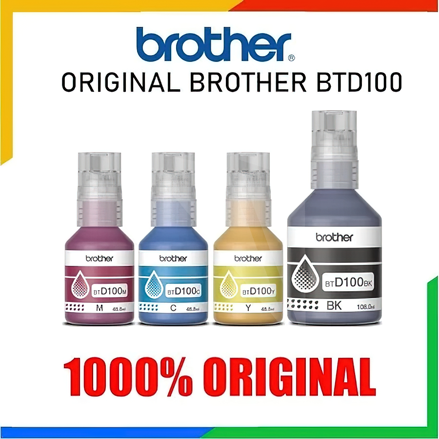 Brother BTD100 (BK/C/M/Y) Ink Bottle แท้ สำหรับ DCP-T230 T430W T530DW T730DW T830DW MFC-T930DW