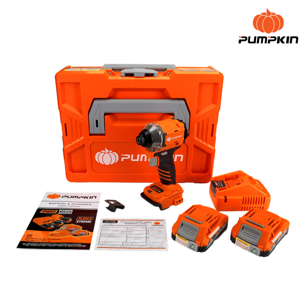 💥แท้ ส่งด่วน 💥PUMPKIN สว่านไขควงกระแทกไร้สาย 20V INF-14IDCB-202K-X20 1/4นิ้ว 50399 สว่านไร้สาย สว่าน