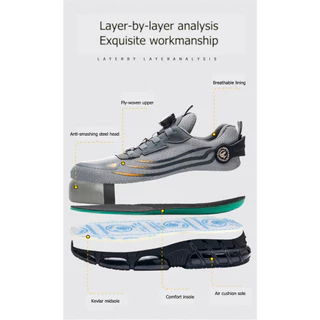 Safety Shoes รองเท้าเซฟตี้ รองเท้าทำงานฤดูใบไม้ร่วงและฤดูหนาวใหม่ รองเท้าป้องกันความปลอดภัย ปุ่มหมุน 39-45