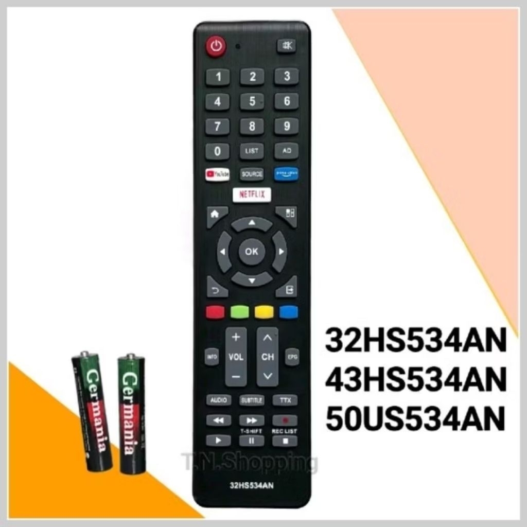 รีโมทสมาร์ททีวี Smart TV HD ปี 2020 รุ่น 32HS534AN , 43HS534AN, 50US534AN