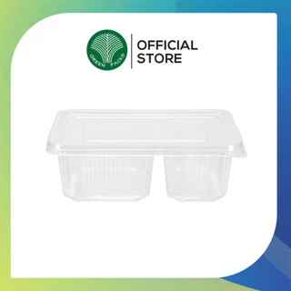 [ยกลัง] กล่องพลาสติก ฟู้ดเกรด ขนาด 750ml. 2 ช่อง กล่องพร้อมฝาสีใส เข้าไมโครเวฟได้ กล่องใส่อาหาร [300ชุด] Greenpacks