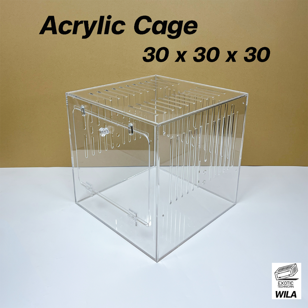 (ใหม่) กรงอะคริลิค 30*30*30 cm. แบบหนา 3 mm. แข็งแรง สำหรับสัตว์เลี้ยง หนูแฮมสเตอร์ ดอร์เมาส์ By Exo