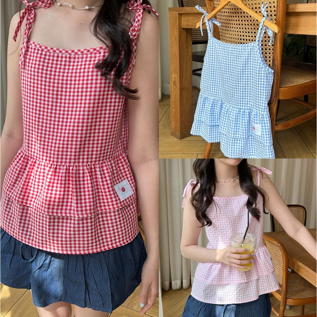 dotteri.ga - สายเดี่ยวสายผูก ชายเสื้อระบาย รุ่น Lilly bottle (2)