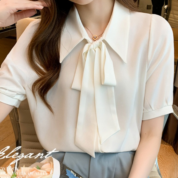 M-2XL เสื้อเชิ้ตแขนสั้นผู้หญิง เสื้อเชิ้ตทำงานสไตล์เกาหลี เสื้อเชิ้ตลำลอง เสื้อเชิ้ตสีพื้น เสื้อเชิ้ตสีพื้น