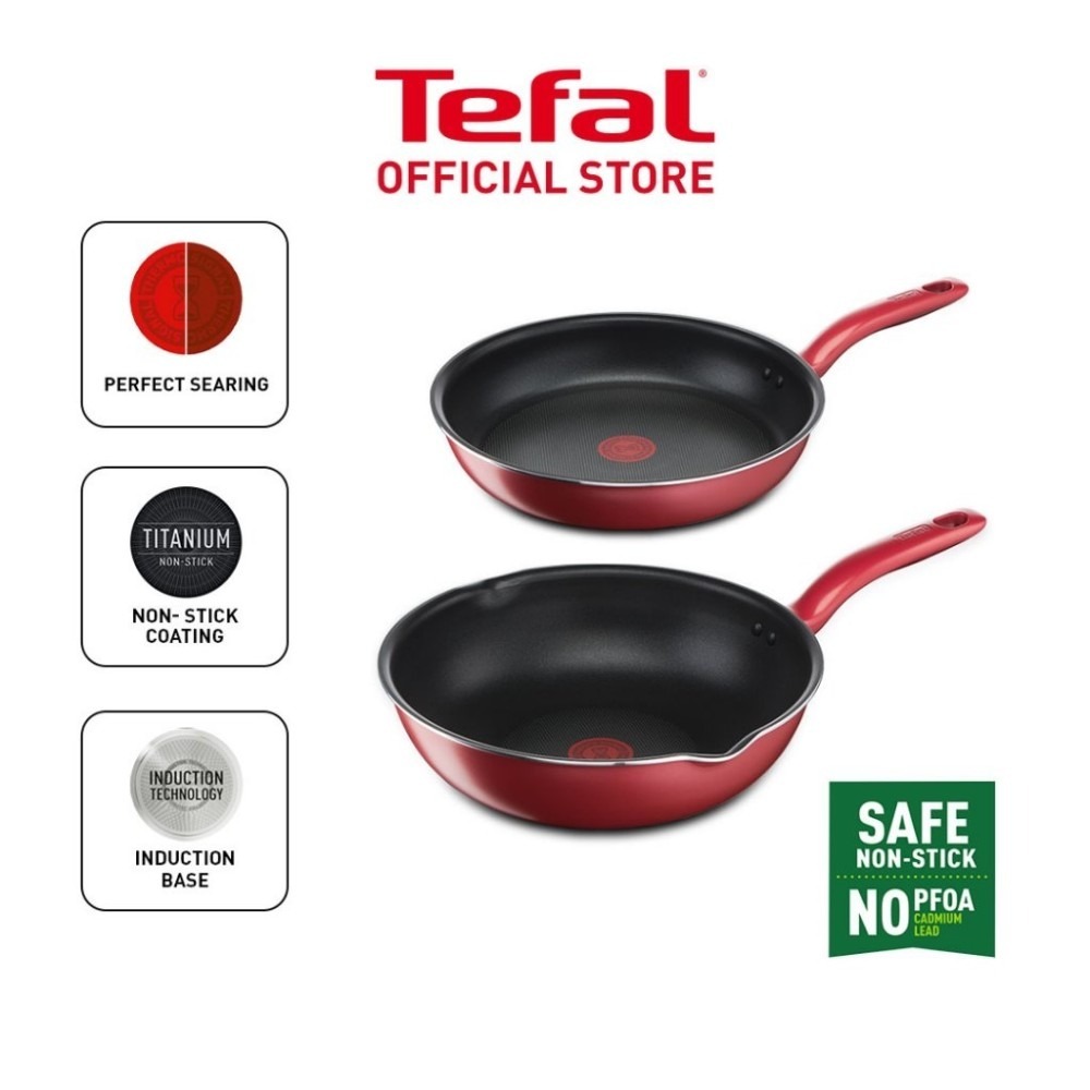 Tefal So Chef  Set 2 Pcs. รุ่น G135S295 ชุดกระทะ 2 ชิ้น ก้นอินดักชั่น กระทะก้นลึกขอบ 2 หยัก  28 cm. 
