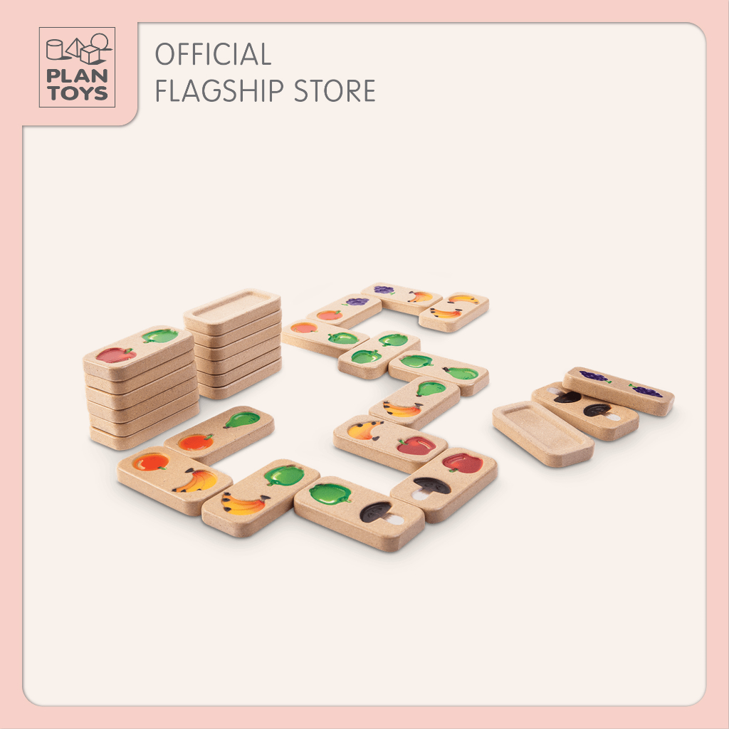 PlanToys ของเล่นไม้ 5639 Fruit & Veggie Domino (Gradient) โดมิโนผักผลไม้ เสริมพัฒนาการ สำหรับเด็กอายุ 2 ปี ขึ้นไป