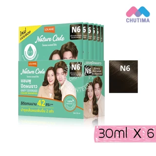 (กล่อง x6) โลแลน เนเจอร์ โค้ด แชมพูปิดผมขาว Lolane Nature Code Grey Coverage Color Shampoo 30 ml.x6