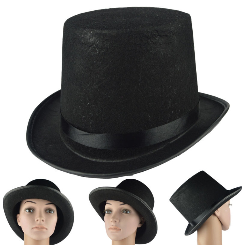 หมวกนักมายากล หมวกบรอดเวย์ แฟนซี สีดำ คอสเพลย์ งานปาร์ตี้ฮาโลวีน Black Magician Hat / Top Hat / Fancy Hat / Halloween