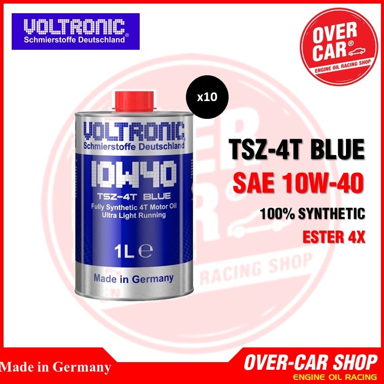 ยกลัง น้ำมันเครื่อง VOLTRONIC 10W40 TSZ-4T Blue ขนาด 1L. Fully Synthetic Ester Formula สังเคราะห์แท้
