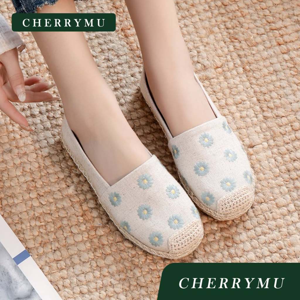 CHERRYMU รุ่นCM175 รองเท้าแฮนด์เมด งานปักลายดอกไม้ รุ่นใหม่