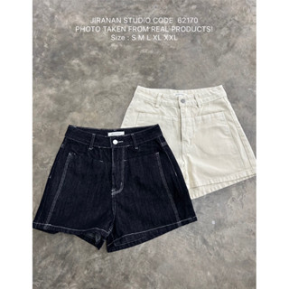 JIRANAN กางเกงยีนส์ขาสั้น ผ้าไม่ยืด ดีเทลสวย สั้นกำลังดี Cod…
