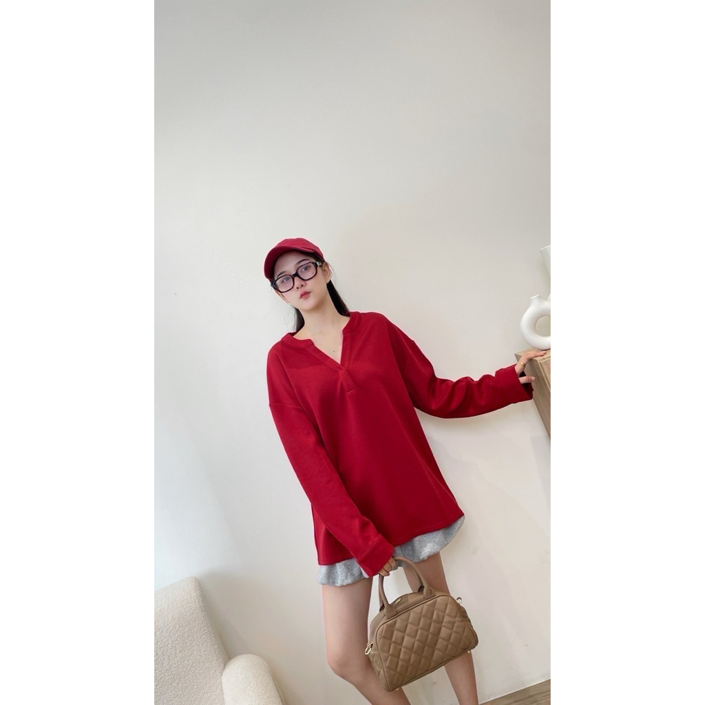 เสื้อแขนยาวผ้านาโน คอกว้าง #1213