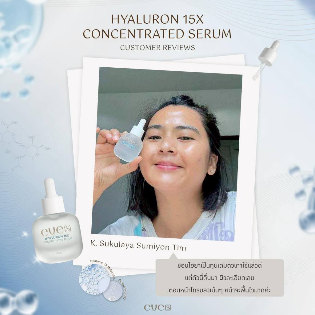 EVES อีฟส์ ไฮยา รูลอน อีฟส์ Hyaluron Serum แก้ปัญหาผิวขาดน้ำ เซรั่มลดสิว เซรั่มหน้าเด็ก ผิวชุ่มชื้น คนท้องใช้ได้ - รูปที่ 4