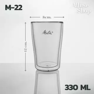 Alluse Shop แก้วสองชั้น รุ่นM22-330ml ทนร้อนเย็น วัสดุ High Borosilicate Glass ดีไซน์มินิมอล ทนทานต่อการขีดข่วน พร้อมส่ง