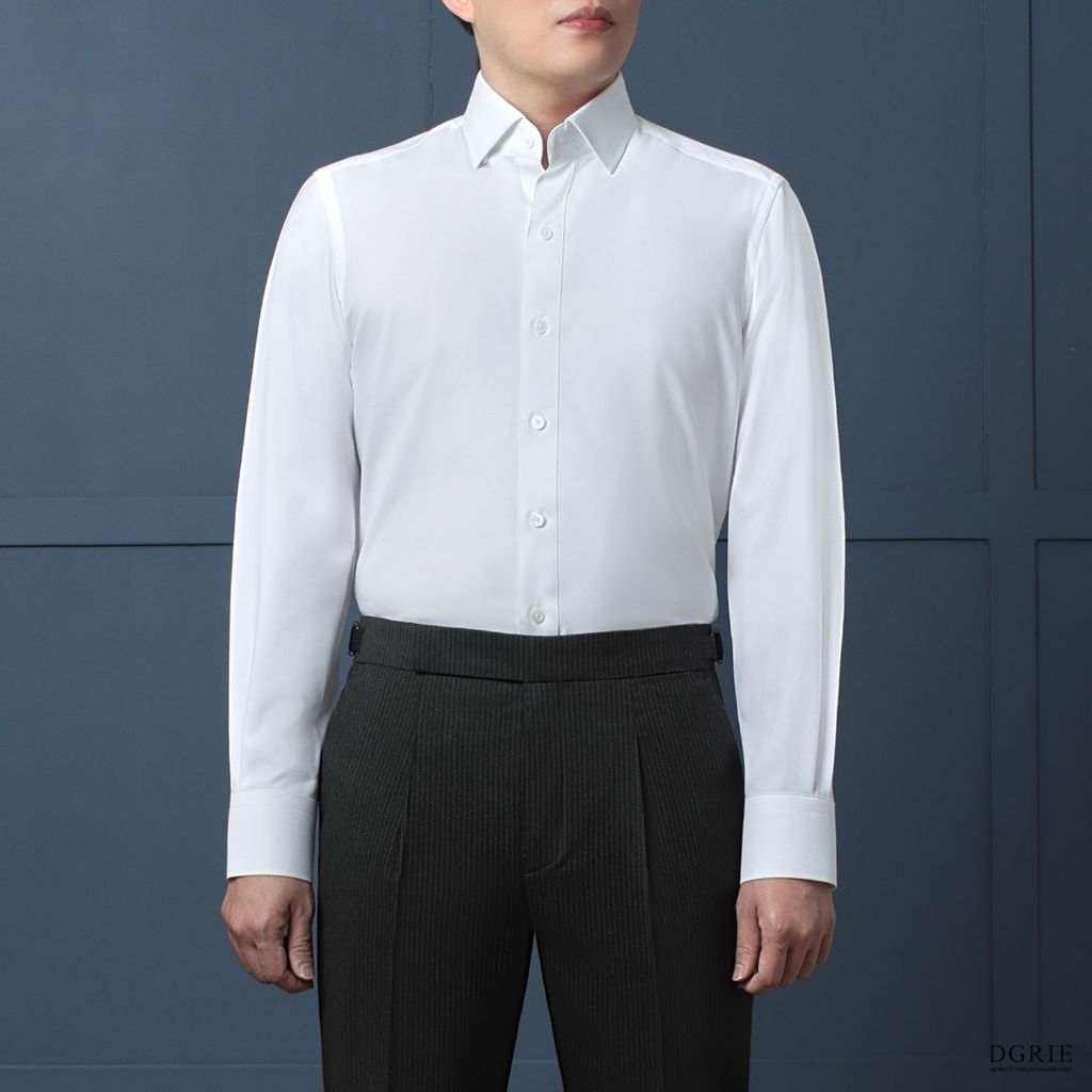 Jp Spandex Plain S/J Non-Wrinkles Exclusive White Shirt - เชิ้ตผ้าสแปนเด็กซ์สีขาว