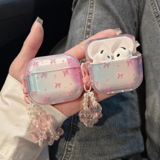 【 โบว์ชมพู 】เคสหูฟัง i12 J201 J206 เคสใสการ์ตูนนูน 1 2 3 เคสหูฟังบลูทูธ gen gen1 gen2 เคสหูฟังไร้สาย Pro Airpods 4 gen3