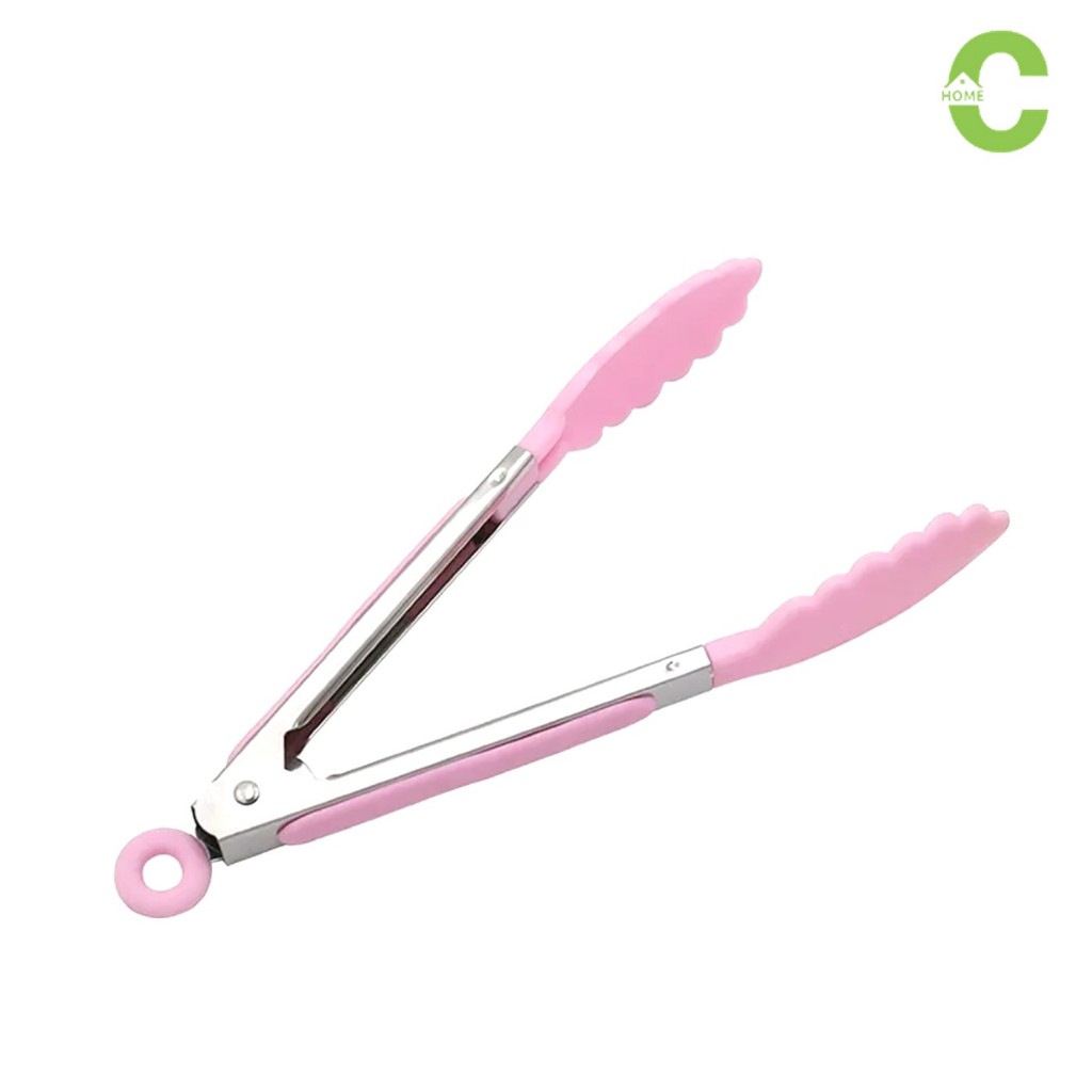 ที่คีบอาหารสแตนเลส ที่คีบอาหารซิลิโคนด้ามล็อก silicone food tongs แข็งแรง ทนความร้อนสูง จับถนัดมือ ใช้ง่ายสะดวก