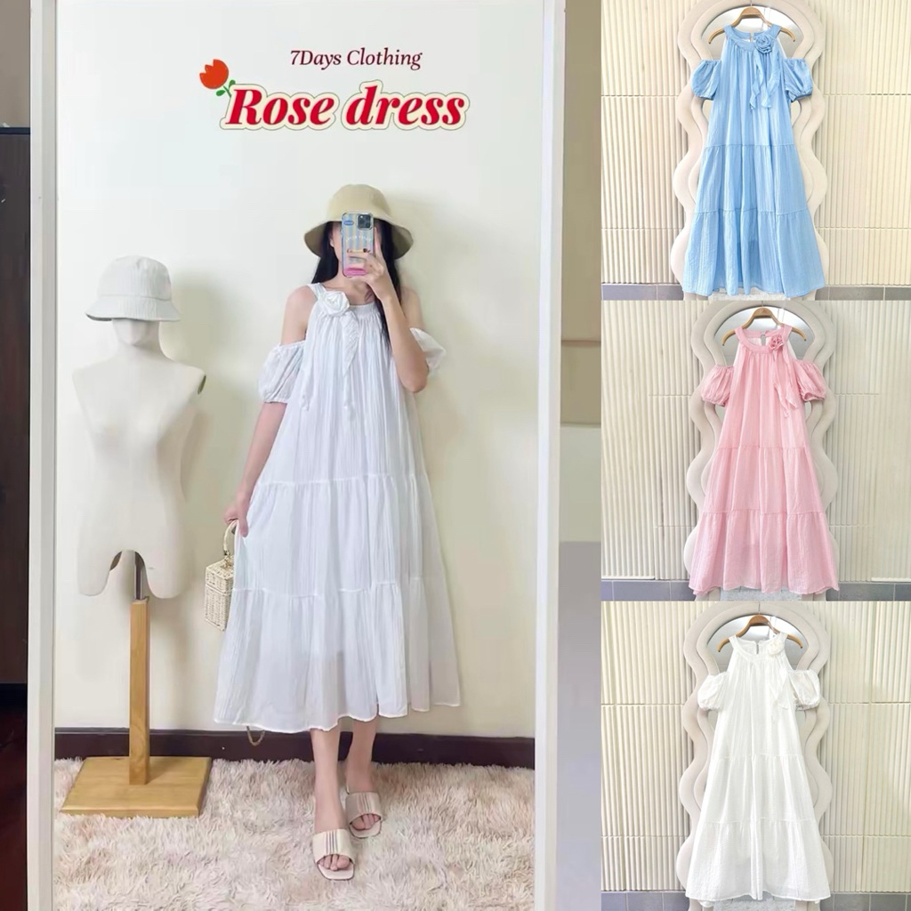𝟳𝗗𝗮𝘆𝘀 𝗖𝗹𝗼𝘁𝗵𝗶𝗻𝗴 - 🌹Rose dress เดรสเกาหลีแต่งกุหลาบ (มีซับใน)