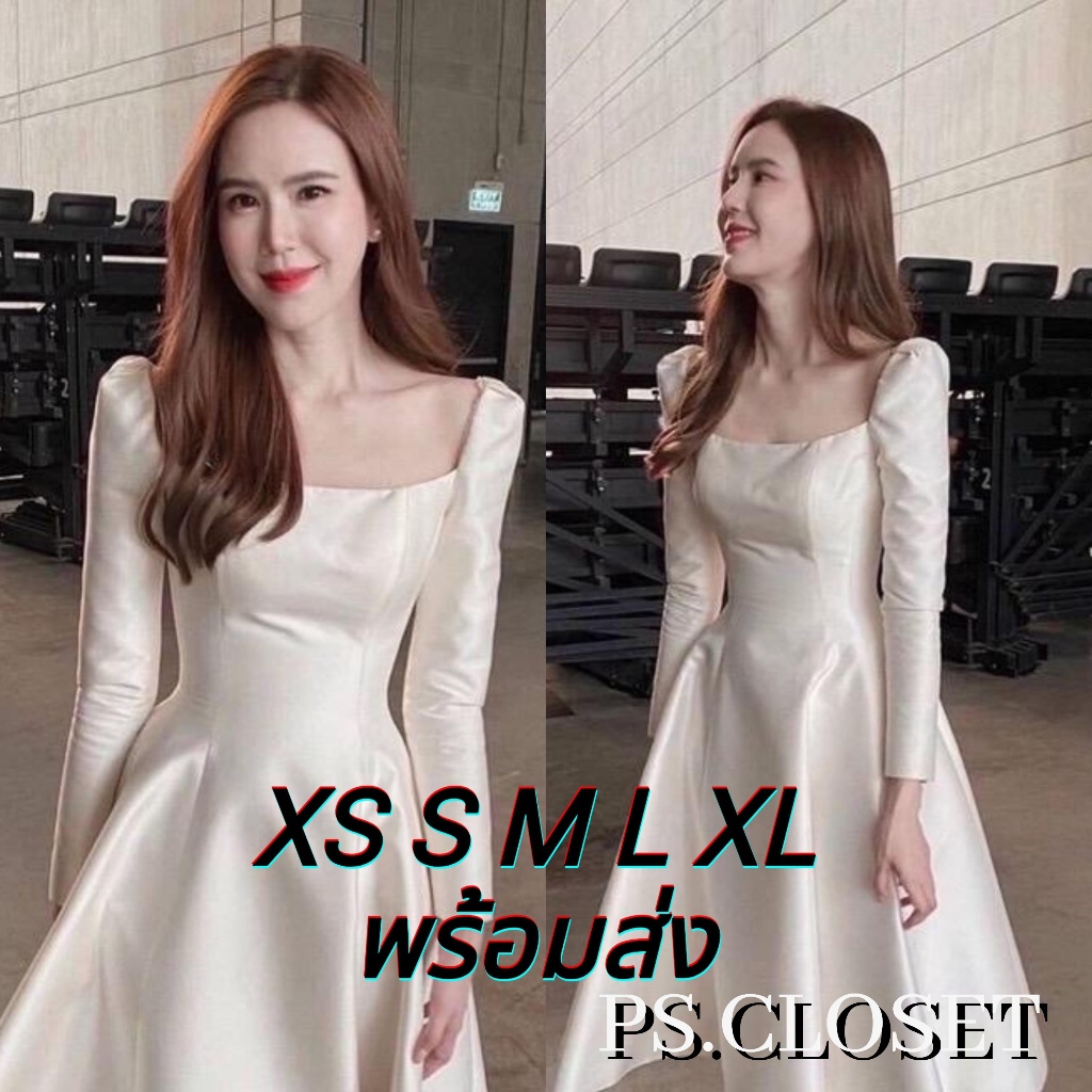 ❣️พร้อมส่ง📍STY 49 & Queen รุ่นคุณเจี๊ยบ เดรสเเขนยาว เรียบหรู ใส่ออกงาน หมั้น งานบุญ แฟนนาค PS.CLOSET