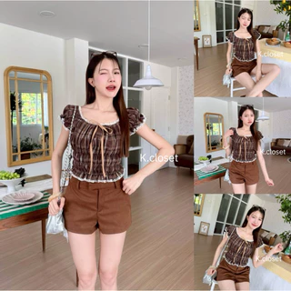 เสื้อแขนตุ๊กตาสาวอวบใส่ได้อกถึง 42 นิ้ว🎀Dolly Bow Crop🎀เสื้อครอปแขนตุ๊กตาแต่งลูกไม้ เสื้อสงกรานต์ เสื้อผ้าผู้หญิง