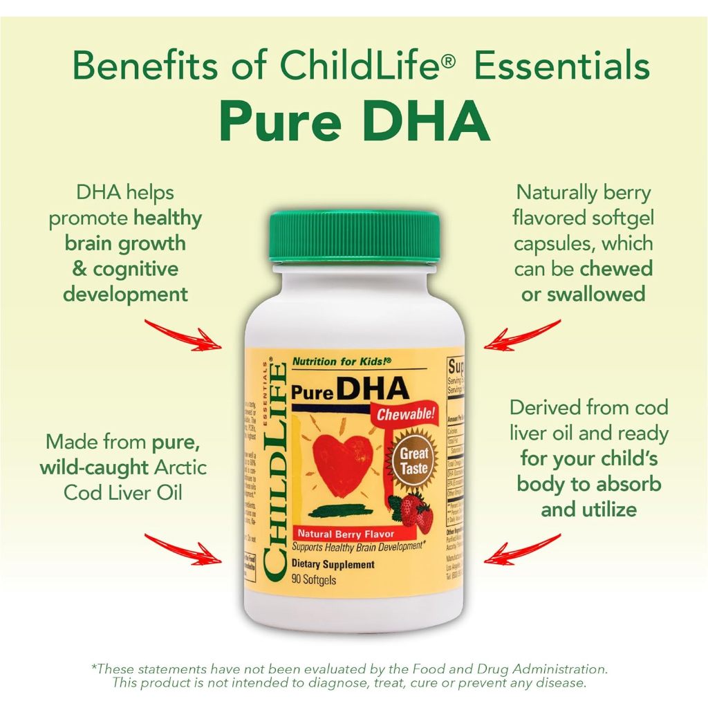 ChildLife Essentials, Pure DHA, Natural Berry, 90 Softgels