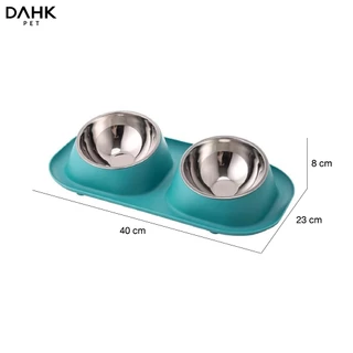 ชามอาหารสัตว์เลี้ยงกันมด 2 หลุม มีช่องใส่น้ำ เอียง 15 องศา Twin Pet Bowls DAHK Pet