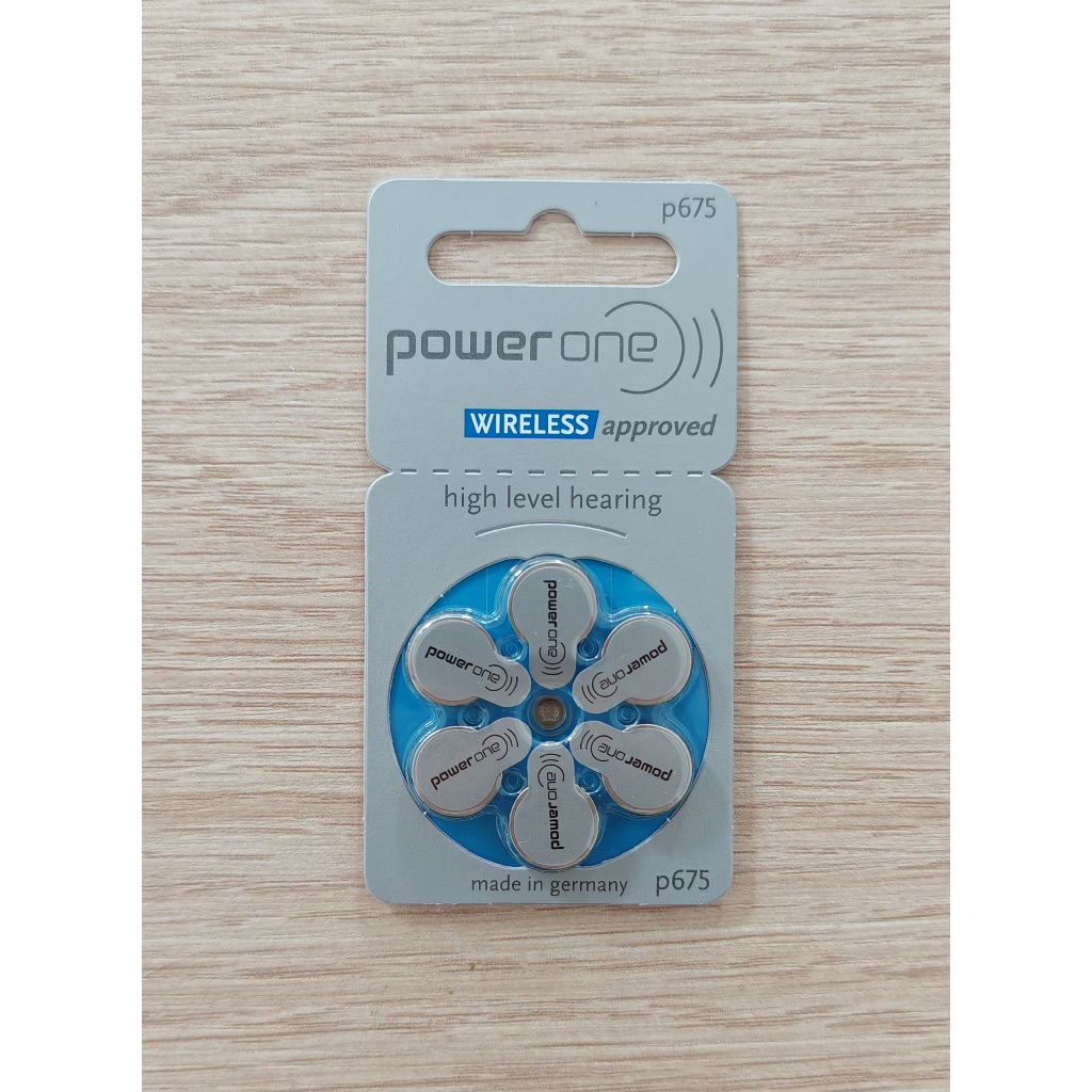 ถ่านเครื่องช่วยฟัง Powerone ถ่านเบอร์675 P675 ZA675 หรือ PR44 สีน้ำเงิน ของแท้ แพ็ค 6 ก้อน