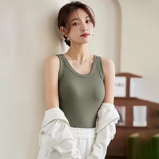 เสื้อกล้ามมีบราในตัว เสื้อกล้ามลำลอง สีเบสิก สีพื้นเปิดไหล่ สำหรับสตรี นุ่มและใส่สบาย มีสีให้เลือก15 สี ใส่ได้หลายแนว