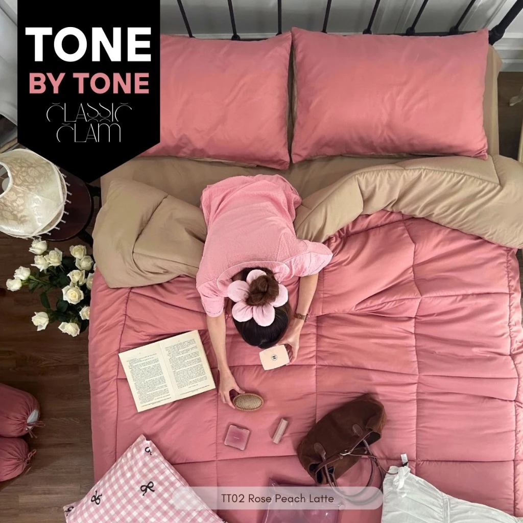ชุดผ้าปูที่นอนสีพื้น (Premium) เรียบหรู รุ่น Tone by Tone Classic Clam Series New collection ครบเซ็ท 6 ชิ้น thumbnail 3