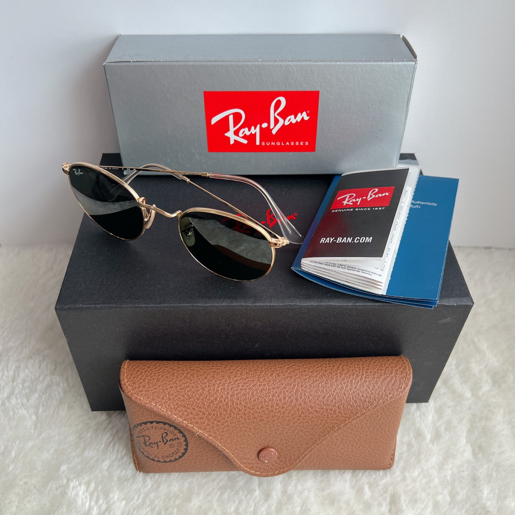 Rayban แว่นกันแดด Round Metal RB3447-001 (Size 50)