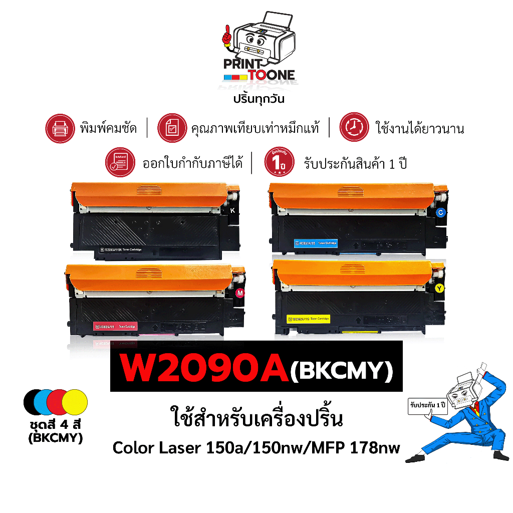 W2090A (90A) W2090 2090A 2090 119A ตลับหมึกสี ตลับหมึก เทียบเท่าคุณภาพสูง ประหยัดกว่า ใช้กับเครื่อง 