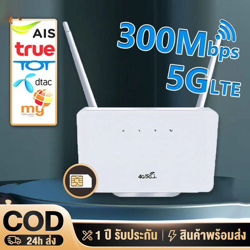 เราเตอร์ เร้าเตอร์ใส่ซิม 4G/5G router ใส่ซิม 300Mbps 2.4Ghz ใช้ได้กับซิมทุกเครือข่าย กล้องวงจรปิด เส
