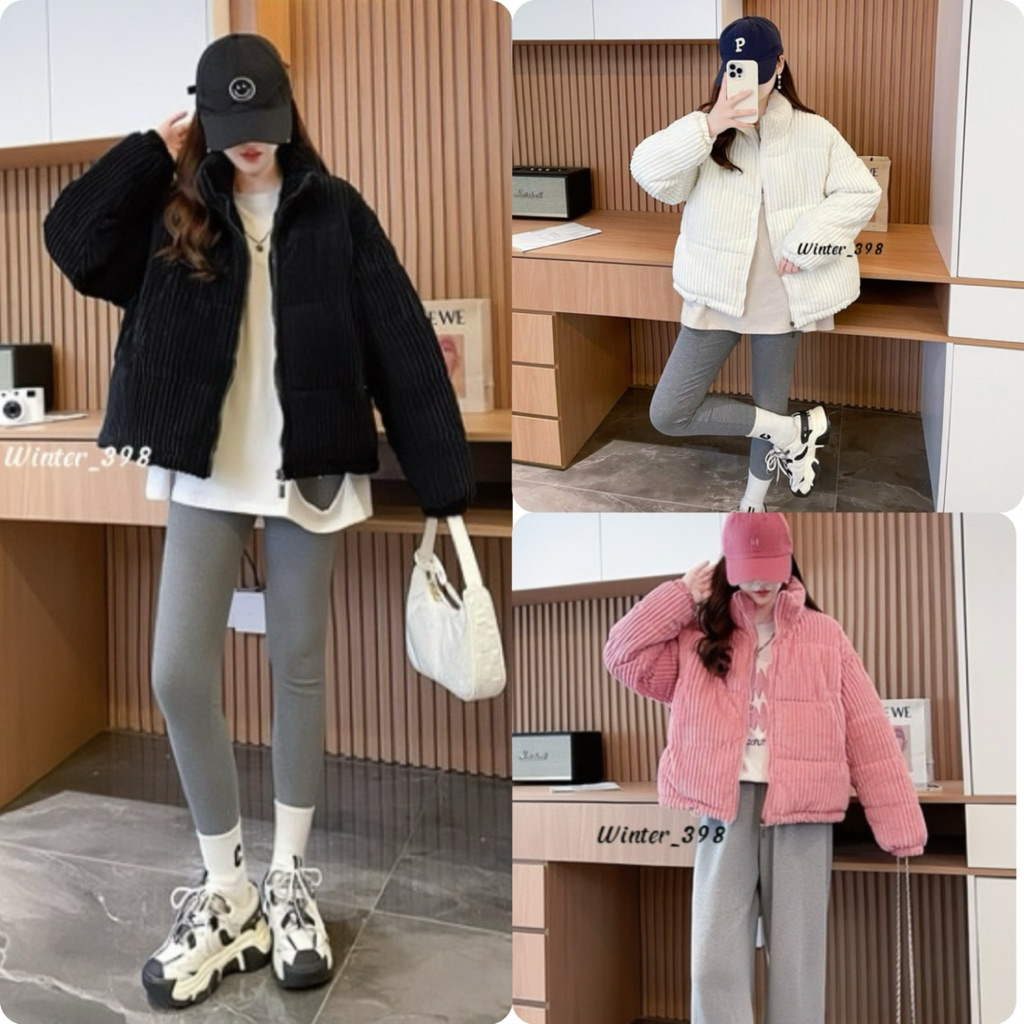 winter398:(W10)เสื้อกันหนาวผ้าร่องลูกฟูกสีพาสเทล พร้อมส่ง1-2วันได้รับส่งจากไทย🇹🇭