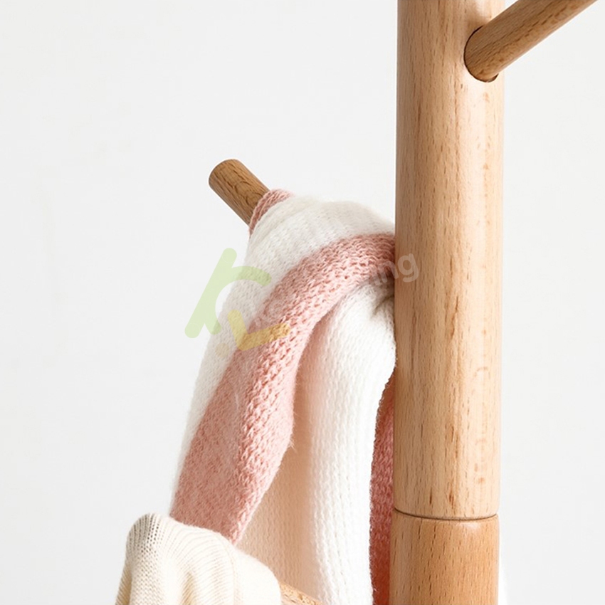 Allsking ราวแขวนเสื้อ Coat rack ราวไม้ ราวแขวนเสื้อผ้าแขวนกระเป๋า - รูปที่ 6