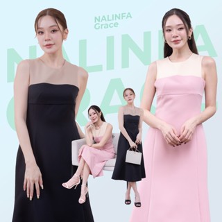 Nalinfa Grace Black / Pink - เดรสตัดต่อทูโทน สีเบจ-ดำ - ชมพู…