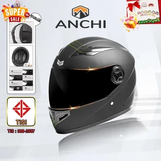 ANCHI หมวกกันน๊อก หมวกกันน็อกเต็มใบ มีกระจกบังแดด ลม เลนส์ใสกันหมอก สีดำด้าน สีดำสะท้อน ขาว Helmet