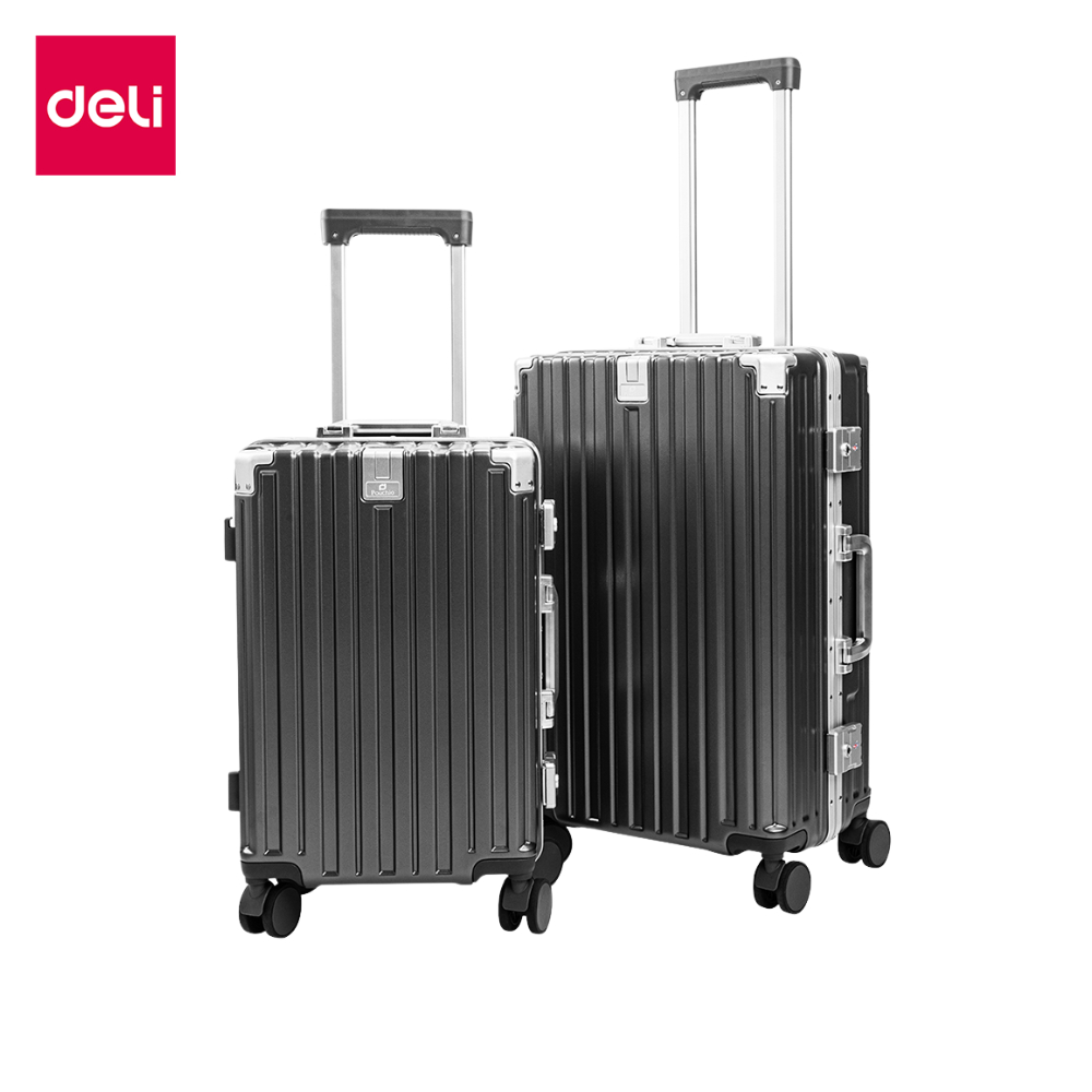 Deli กระเป๋าเดินทาง กระเป๋าลากอลูมิเนียม 20/24นิ้ว กระเป๋าลาก ล้อลื่น ใส่ขวดน้ำได้  Suitcase