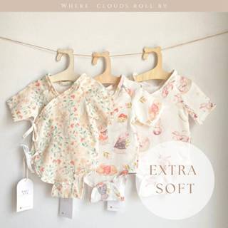 Cali ชุดบอดี้สูทขาเว้า เด็กอ่อนผูกหน้า 0-3 เดือน ผ้าใยไผ่ธรร…