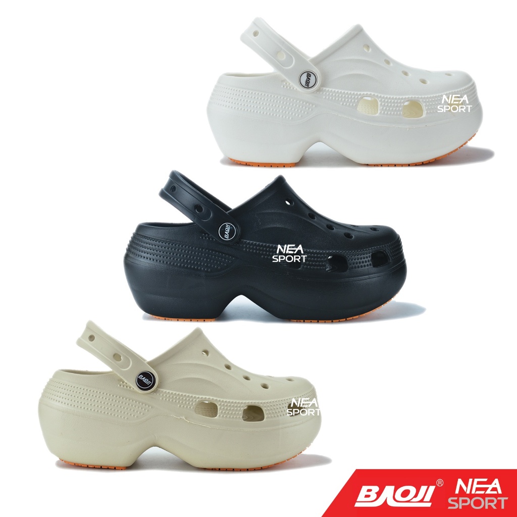 Baoji BO37-142 Clog Bae รองเท้า แตะ หัวโต ผู้หญิง เสริมส้น บาโอจิ แท้