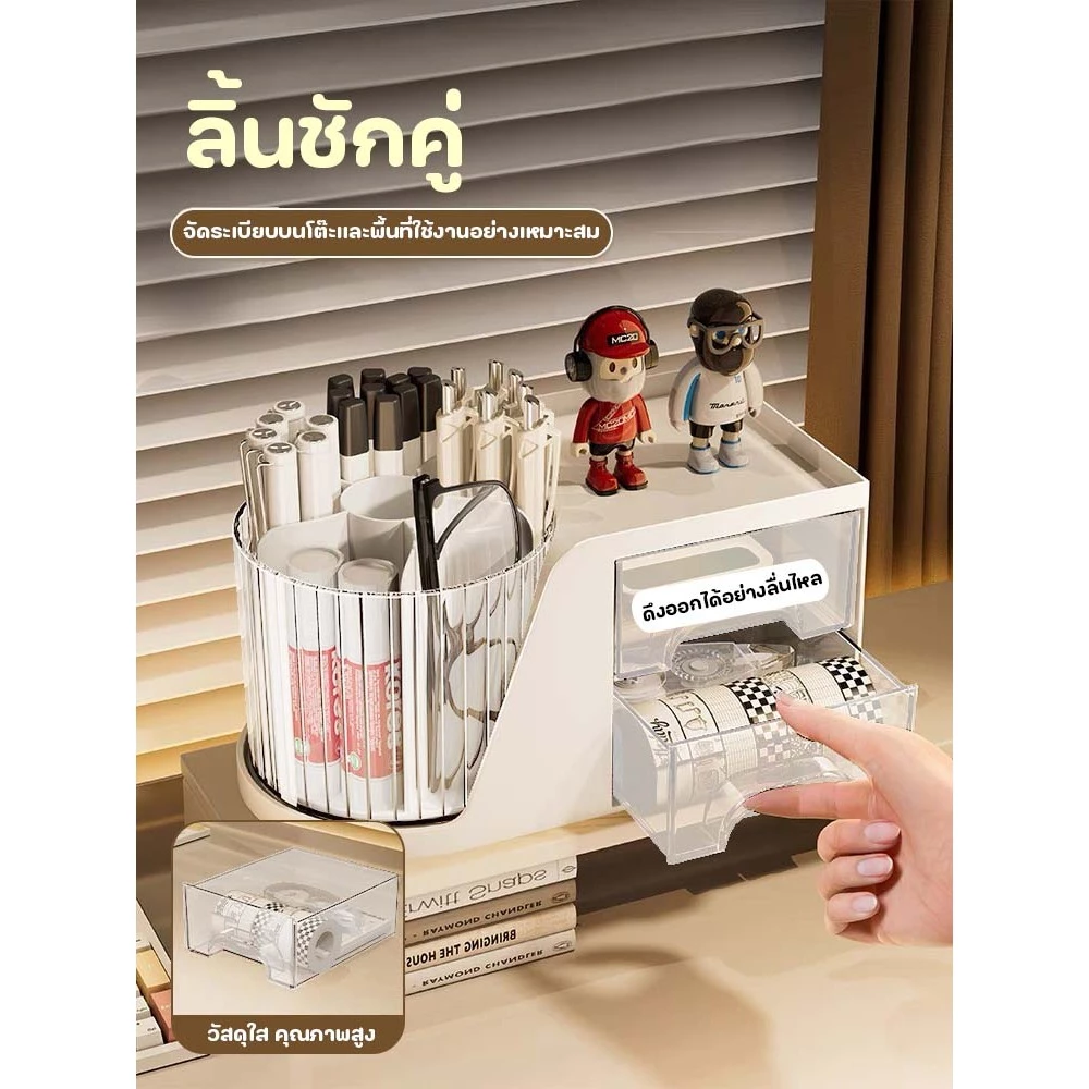HEINOชุดกล่องใส่ของอเนกประสงค์มีลิ้นชัก  2 in 1 กล่องใส่เครื่องสำอาง มีลิ้นชัก และ กล่องใส่เครื่องประดับ thumbnail 3