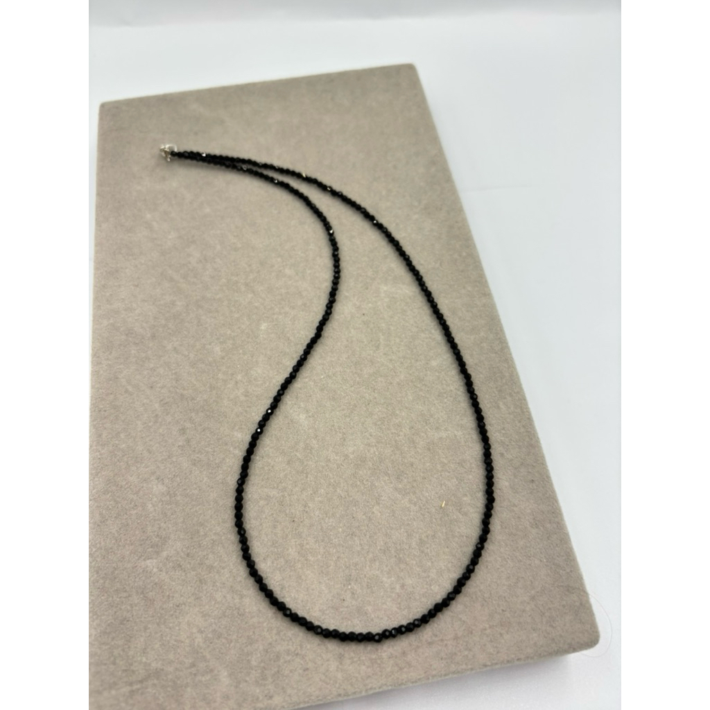 beautiful natural 2 mm black onyx beaded necklace 🖤