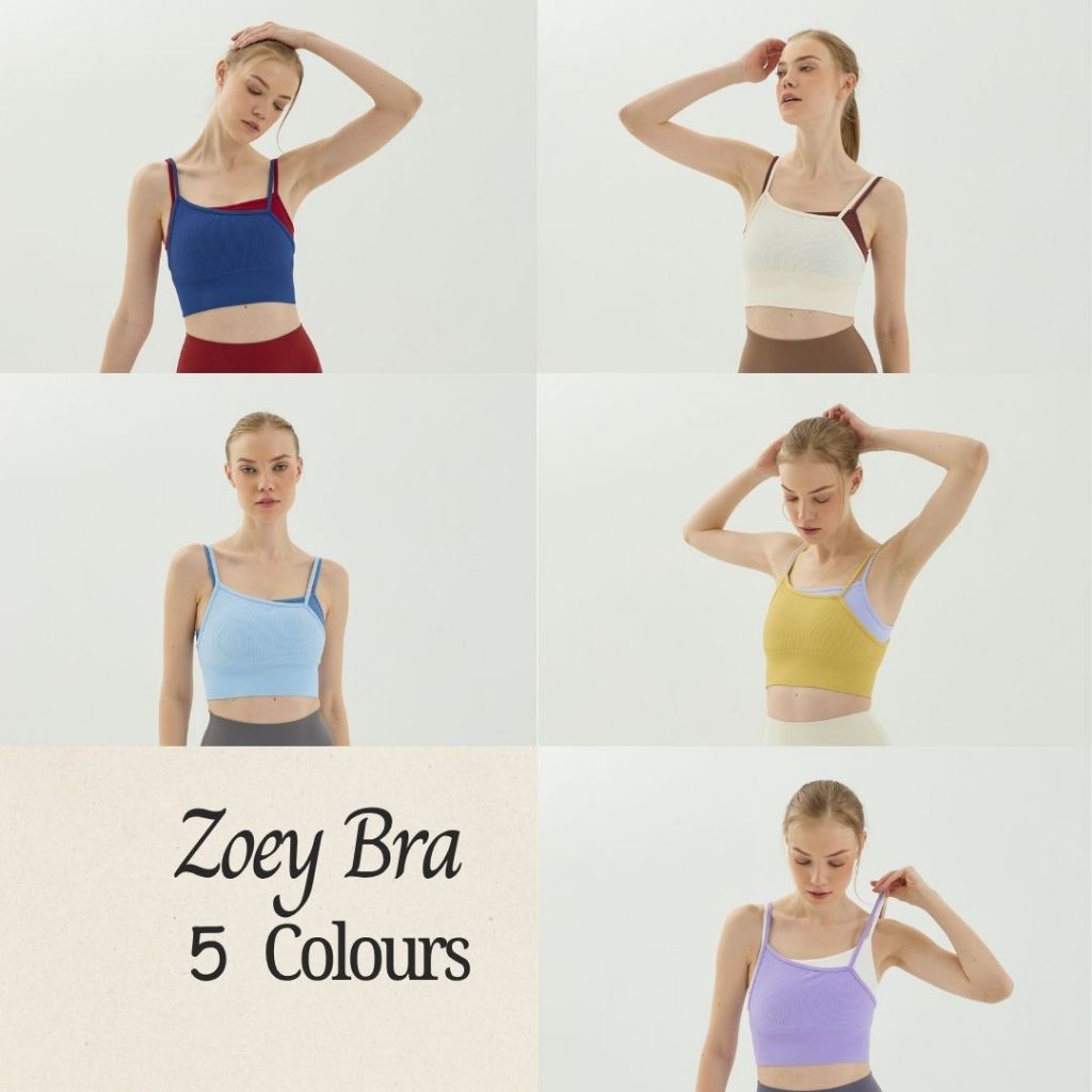 Zoey Bra สปอร์ตบรา  แบบเล่นสี Two Tones Minimal but cute 5 สี  3 ไซส์ / พร้อมส่งจากไทย