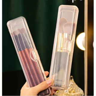 กล่องเก็บของพลาสติก Kuas Rias แบบพกพาโปร่งใส,กล่องเก็บของกันฝุ่นกันน้ำที่เก็บแปรง Kuas Rias ดินสอแต่งหน้า