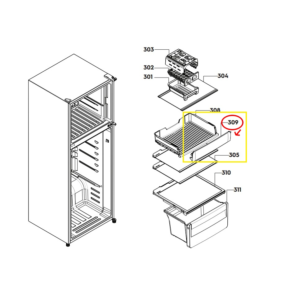 อะไหล่เเท้/ฝาปิดช่องเเช่เนื้อElectrolux/8588119585053/รุ่นที่ใช้ETM3100L-S XTH