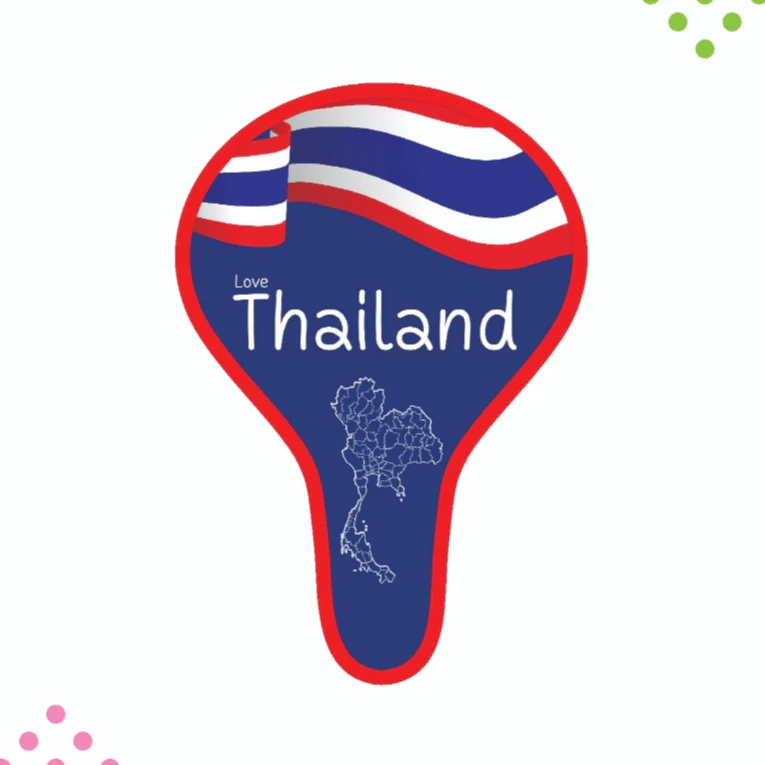 พัดสปริง พัดปิงปอง พัดพับได้ พัดพิมพ์ลาย มีสายรัดด้านหลัง ขนาดมาตรฐาน 21x31 cm