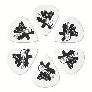 ปิ๊กกีต้าร์ ลายแมวเท่ๆ แพค 6 ชิ้น | Guitar Pick Cat Rock Design | ปิ๊กสีดำ ลายแมว เล่นกีต้าร์เท่ๆ สไตล์ร็อค