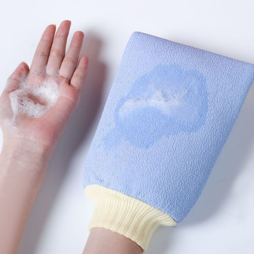 ถุงมือสครับผิว ถุงมือทำความสะอาดร่างกาย ถุงมือขัดขี้ไคล ใยขัดทำความสะอาดร่างกาย สินค้าพร้อมส่งจ้า!!! - รูปที่ 4
